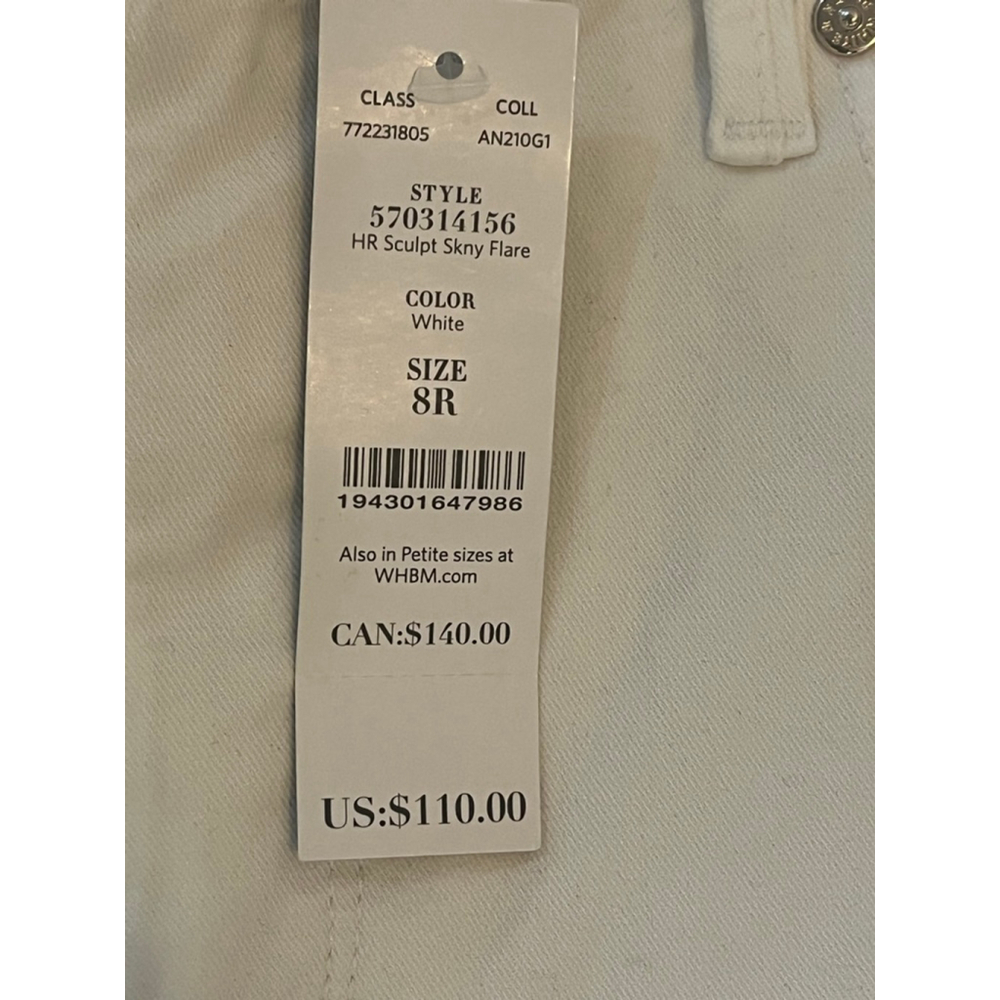 NWT White House Black Market White High-Rise Skinny Flare Jeans Size 8 - Picture 8 of 12